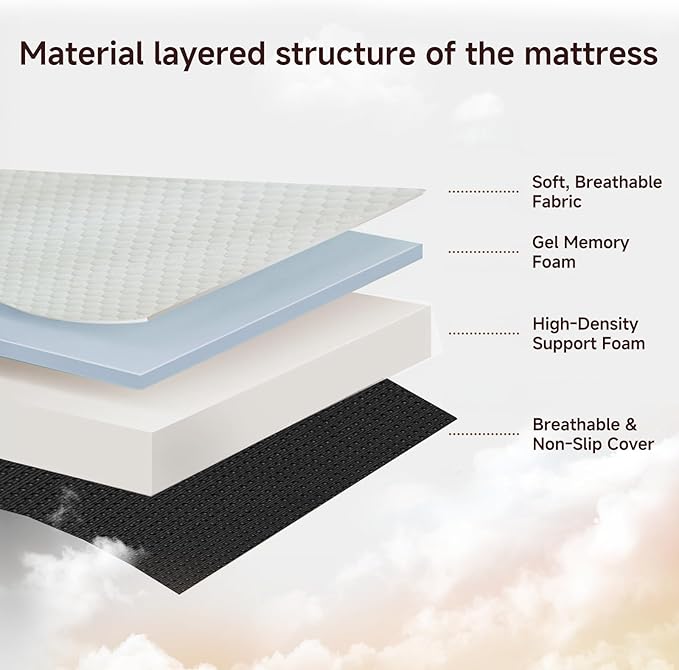 Foldable Mattress, Twin Tri-Fold Memory Foam Mattress Topper with Washable Cover, Handle & Non-Slip Bottom, 6 Inch Portable Folding Bed for Guest, Yoga, Living Room, Camping - 75"x38"x6"