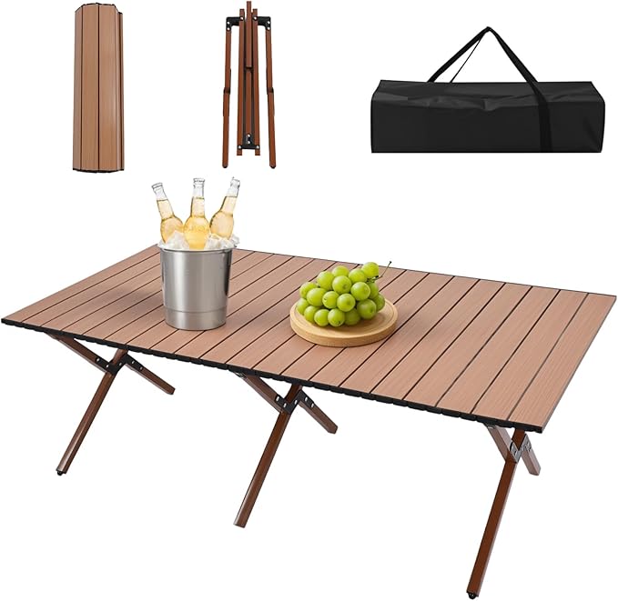 Camping Table High Load Bearing Metal Folding Portable Picnic Table for Outdoor BBQ Beach