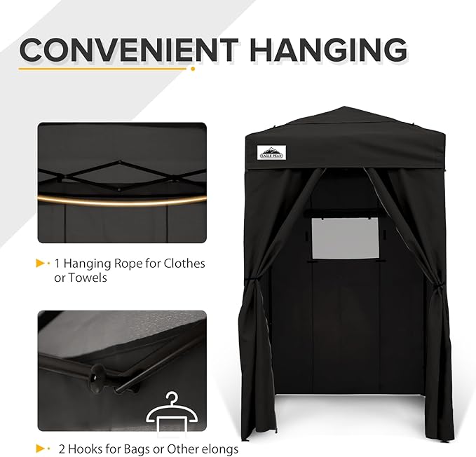 EAGLE PEAK Flex Ultra Compact 4x4 Pop-up Canopy Tent with Vented Top, Sun Shelter, Fast Set Up Changing Room, Portable Privacy Canopy for Camping, Photoshoots, and More (Black)