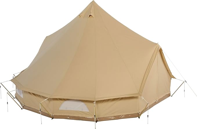Sibley 500 ProTech Canvas Bell Tent, 4-Season Glamping Yurt for 8 People, Reinforced Material, Mesh Walls, 360 g/m² Cotton Canvas, Double Entrance
