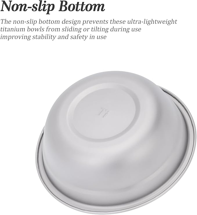 Boundless Voyage Titanium Camping Plate Bowl Set Rice Soup Salad Stackable Serving Bowls Ultralight Dinnerware Set Dishwasher Safe 750ml ti1145T