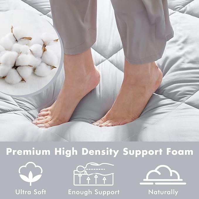 Japanese Floor Mattress, Thicken Foldable & Portable Roll up Camping Mattress with Dust-Proof Cover, Grey, Twin