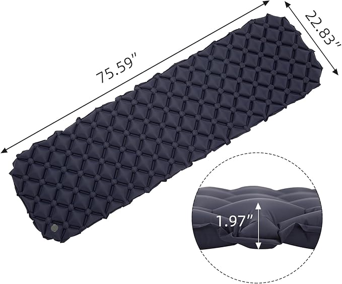 Waterproof Sleeping Pad for Camping/Backpacking/Hiking/Traveling Inflatable Sleeping Mat Ultralight Air Mattress Single Tent/Person Navy Blue