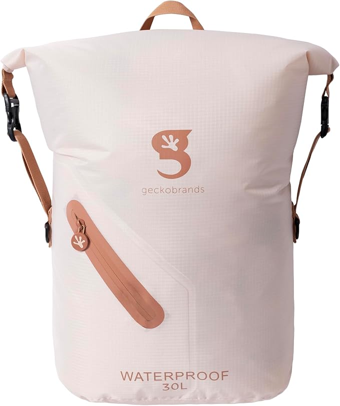 geckobrands Lightweight 30L Waterproof Backpack - Lightweight Watertight Outdoor Bag Hiking Traveling Light Water Activities