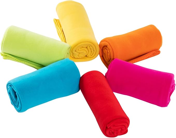 CAI TENG Fleece Throw Blankets Lightweight Warm Soft Cozy Pet-Friendly Bulk Fleece Throw Blanket Kids Solid for Home Bed, Sofa, Dorm, Office, Gifts, Outdoor Couch (Multicolor, Pack of 6-50 x 60 inch)