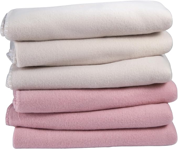 Fleece Throw Blankets 6 Pack Bulk Solid 50 x 60 inch Kids Blanket Lightweight Warm Soft for Pet Cozy Travel Blankets Airplane Small Throws Camping Gifts Cream Pink Room Decor