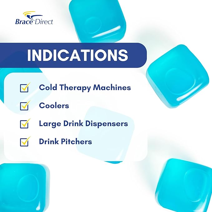 Extra Large Reusable Ice Cubes (6 Pack) for Cold Therapy Machine and Cryotherapy Treatment, Drink Dispenser, Cooler | Convenient Refreezable Freezer Blocks | BPA-Free and Non-Toxic by Brace Direct