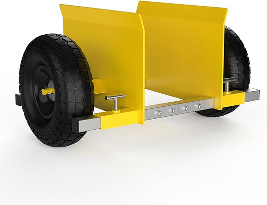 Yellow Heavy Duty Panel Dolly, Adjustable Width Door Dollys with Wheels, 9.3" Solid Rubber Tires and 2 Spare Pole, All-Terrain Movement for Heavy Drywall Sheet & Door Material, 1000LBS