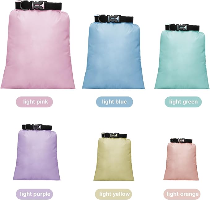 Shappy Waterproof Dry Bag Set 6 Sizes Lightweight Sacks and Long Adjustable Shoulder Strap Outdoor Water Proof Keep Gear Dry Bag Stuff Sacks for Backpacking, Boating, Hiking, Camping