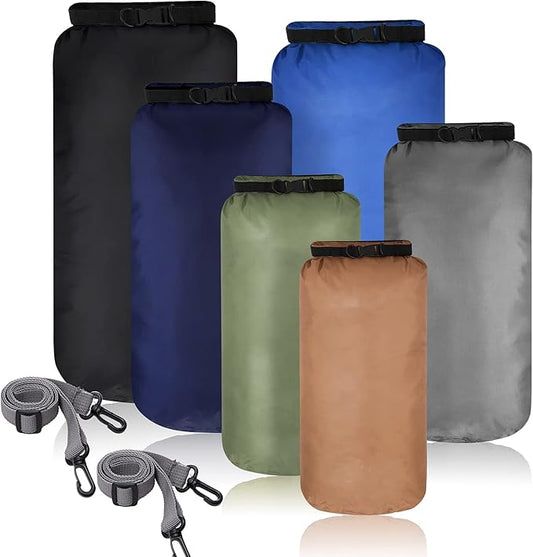 Shappy 6 Pcs Waterproof Dry Bag Set Ultralight Stuff Sack 20/15/10/8/5/3L Backpacking Bag with Long Adjustable Strap Outdoor Keep Gear Dry Sack for Camping Kayaking Boating Hiking Travel