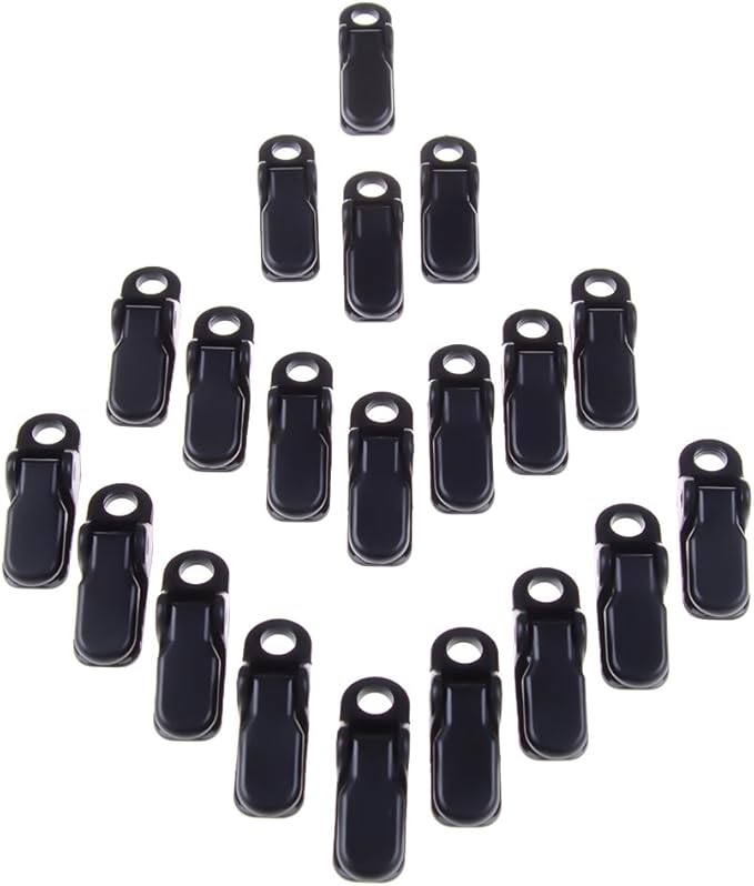 20 Pack Small Tarp Awning Clamp Set - Black Tarp Clips Jaw Tent Snaps for Camping
