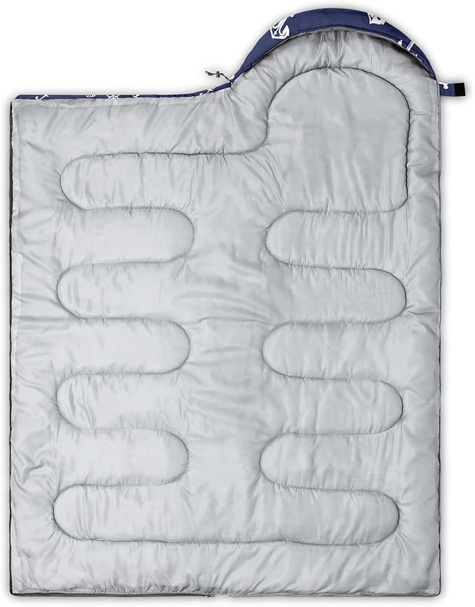 AILONEN Boys Sleeping Bag for Camping,Nautical Anchor,Lightweight & Waterproof,3 Season Warm & Cool Weather,Navy Blue Sleeping Bags for Kids Men Travelling,Outdoors
