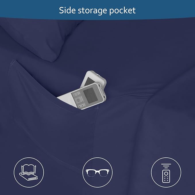 Deep Pocket Full Sheet Set - Full Size Sheet Sets for Air Mattress - Breathable & Extra Soft Easy Fit 16in to 24in Mattress - 4 Piece Set - Navy Blue Bed Sheets Set