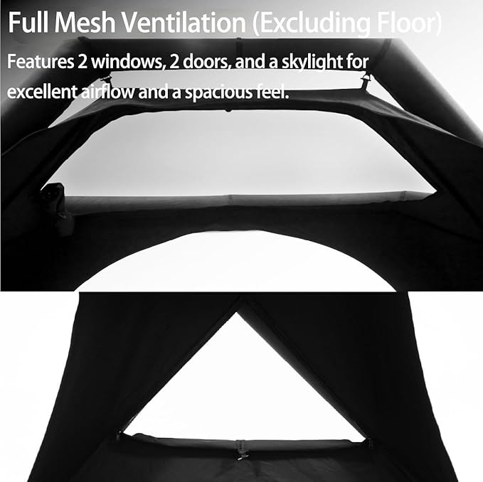 Air Godong Inflatable Camping Tent with Rainfly Hand Pumb Groundsheet, Easy Set up 2 Person Glamping Outdoor 4 Season Air Blow Up Tents,Waterproof Windproof, Clear Skylight