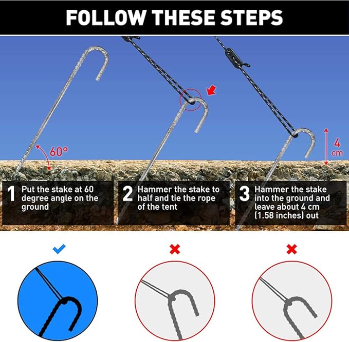 Tent Pegs Heavy Duty Extra Strong Galvanized Tent Stakes 12 inch Steel Tent Pegs for Garden Fence Sand