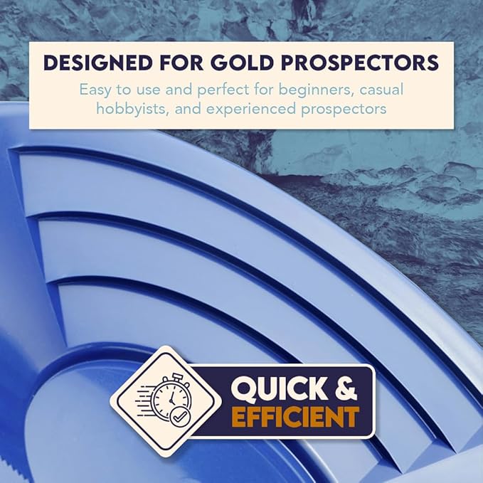 SE 8 Inch Gold Panning Pan - Dual Riffles for Easier Mining and Prospecting, Blue