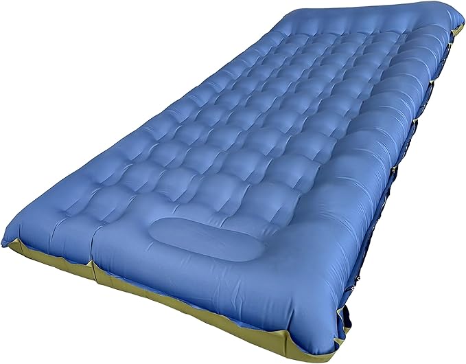 Sleeping Pad for Camping - Thick Camping Mattress with Pillow, Built-in Foot Pump, Compact Portable Camping Mat for Backpacking, Hiking, Car Traveling, Beach, Tent