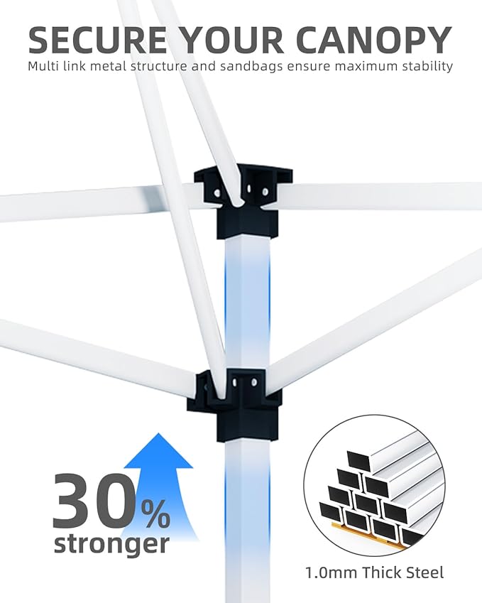 10x10 Pop Up Canopy Tent Outdoor Canopy with No Removable Sidewall One-Person Set Up Heavy Duty Commercial Instant Tent Shelter-Black
