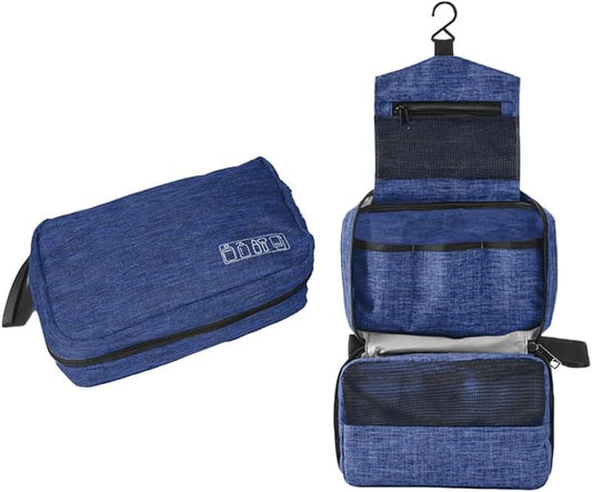 Travel toilet bag is used to store toiletries, with a large capacity storage hanging toilet bag (Navy blue)