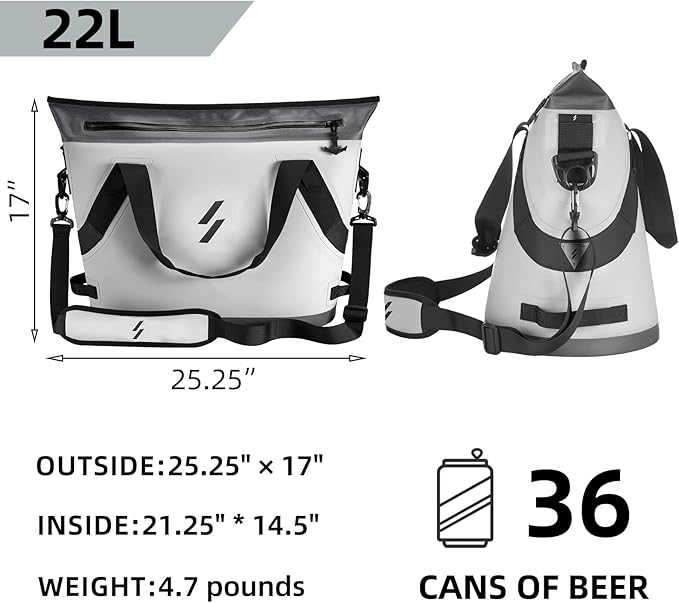 ROCKBROS Soft Cooler Bag Handheld Insulated Cooler Bag Soft Sided Cooler 22L Leakproof Camping Cooler Bag Waterproof Outdoor Cooler Bag for Beach Travel Hiking