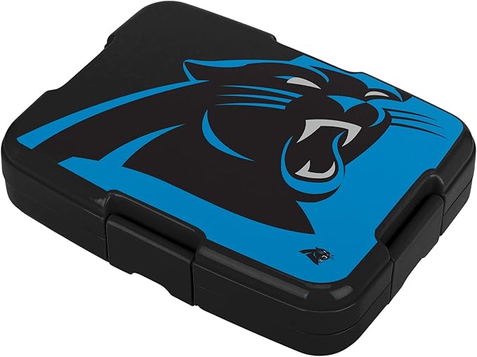 FOCO NFL Unisex-Adult Officially Licensed 2-Tone Big Logo Team Color Football Leak Proof 5 Compartment Bento Lunch Box - Carolina Panthers