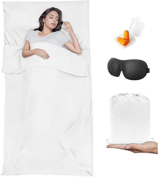 Sleeping Bag Liner,Travel Sheet & Adult Sleep Sack, Camping Sheets Travel Sleep Sack for Backpacking,Hotels & Hostels -Lightweight Single &Double Travel Sheet Camping Sheets