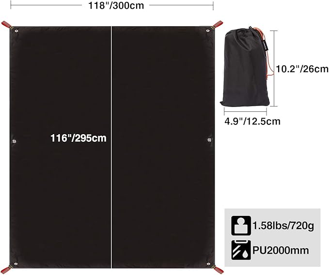 REDCAMP Waterproof Camping Tent Tarp - 36"x83", 4 in 1 Multifunctional Tent Footprint for Camping, Hiking and Survival Gear, Lightweight and Compact
