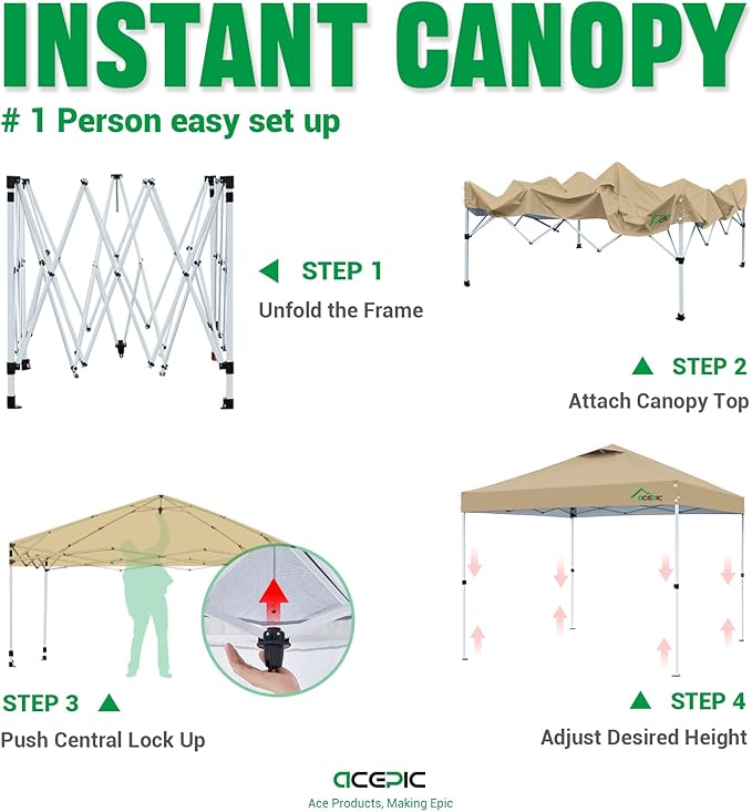 10x10 Pop Up Canopy Tent,300D Silver-Coating Top,Pop Up Canopy Tent Instant Portable Shelter with 1-Button Push and Wheel Carry Bag, 8 Stakes and 4 Weights