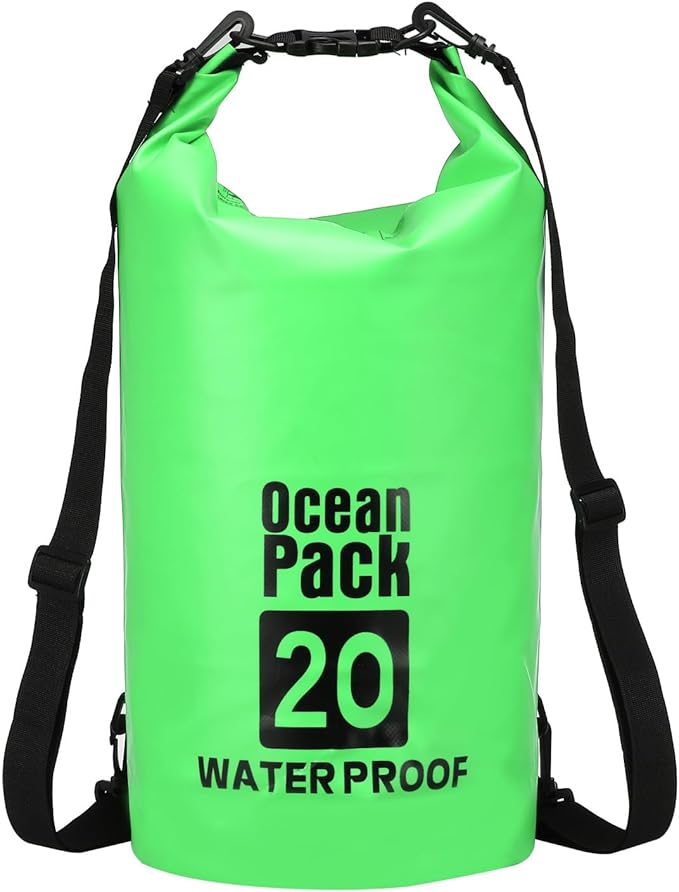 Waterproof Dry Bag, 20L Fit for Women Men Water Proof Bags Lightweight Dry Storage Floating Backpack with Whistle for Travel Backpacking Boating Kayaking Camping (Green)