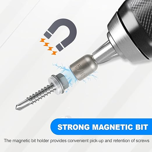 750Pcs Self Tapping Screws, Sheet Metal Screws #8x1/2, Self Drilling Screws for Metal with Hex Washer Head