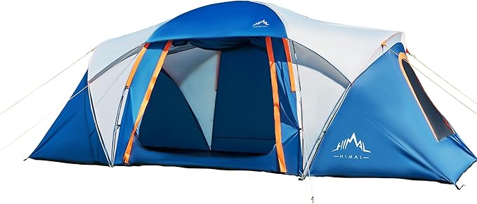 Tents for Camping, Waterproof 10 Person Family Tent with Double Layer & 4 Large Mesh Windows, Weather Resistant Easy Setup 2 Room Big Tent for Music Festival, Parties, 18 X 9 X 6.8Ft