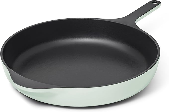 Caraway Cast Iron Skillet - 12” Enameled Cast Iron Pan With 3 Layer Enamel Coating - No Seasoning Required - Compatible With All Stovetops - Free From Forever Chemicals - Light Mist