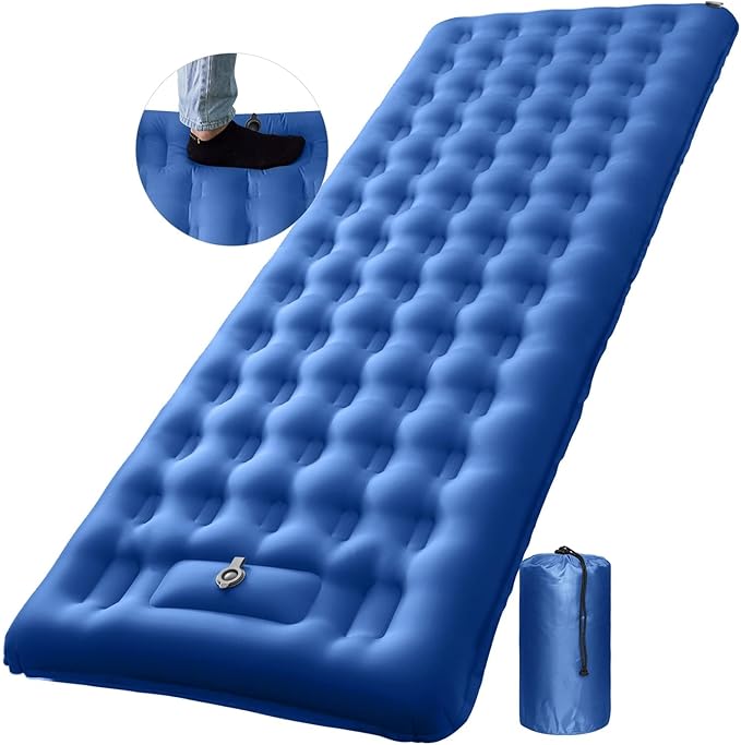 Inflatable Sleeping Pad for Camping Ultralight Sleeping Mat with Built-in Foot Pump 5.1" Extra-Thick Camping Mattress Pad for Backpacking Hiking Tent Traveling
