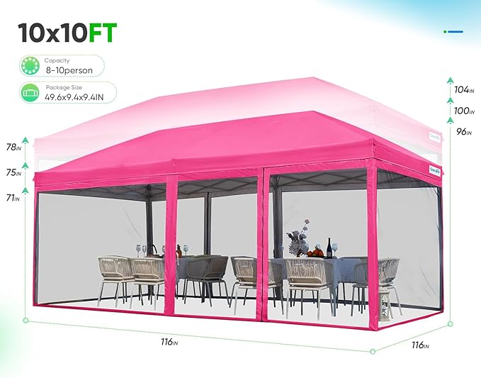 Quictent 10'x20' Pop up Screened Canopy Tent with Mosquito Netting, Portable Easy up Outdoor Screen House Shelter for Patio, Camping and Picnic, Includes Wheeled Carry Bag