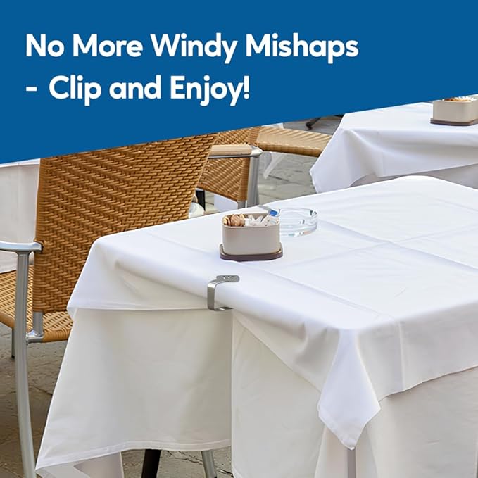 6 Pcs Picnic Tablecloth Clips for Outdoor Tables - Stainless Steel Table Cloth Clip, Fits for 1.9” Thick Tables, Metal Clamps for Picnic Table Clips, Dining Table Cloth Holder