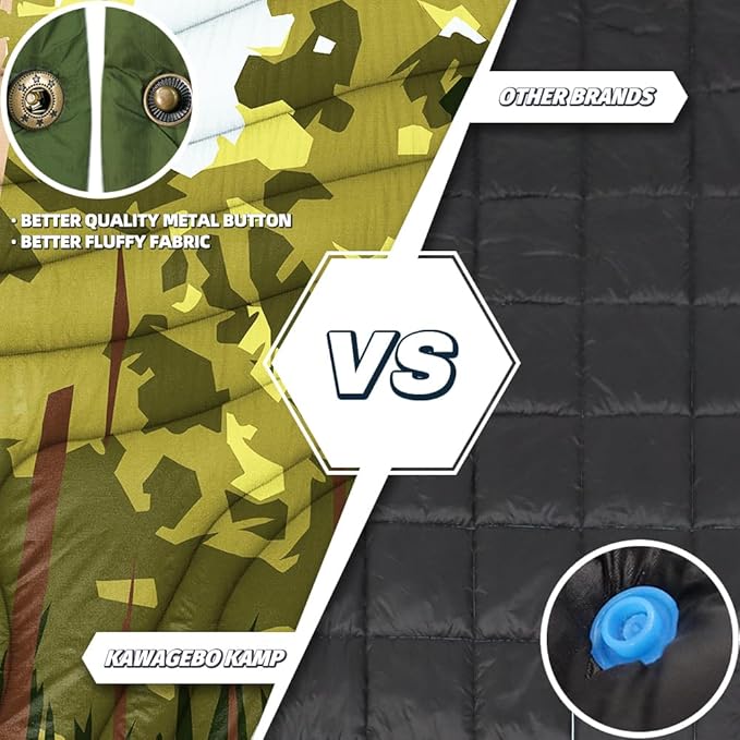 Outdoor Camping Blanket with Sherpa Lining, Extra Warm Thick Camp Blankets and Puffy Ultralight Soft Poncho DWR Camping Quilt for Cold Weather, Adventure, Sleeping, Backpacking 78"x 56"