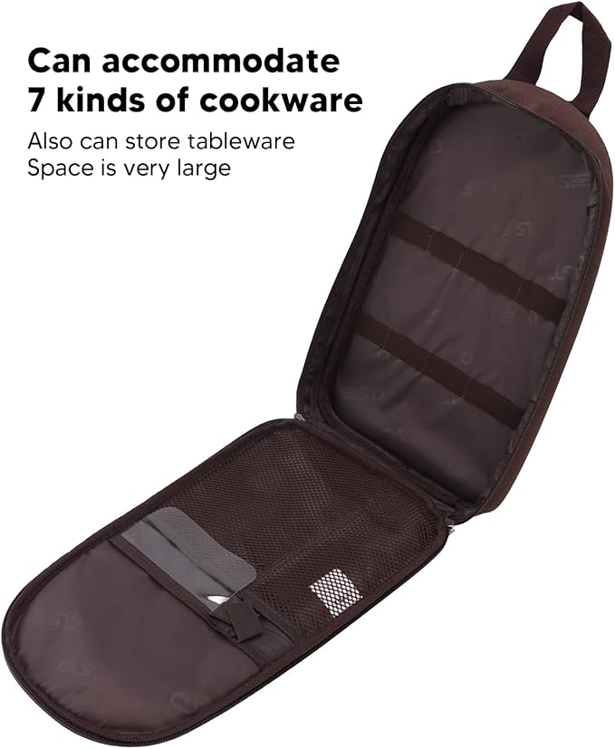 TOPINCN Cooking Utensils, Pouch Polyester Fabric Camping Cookware Travel Storage Bag, Outdoor Large Space Cookware Kit Bag(C)