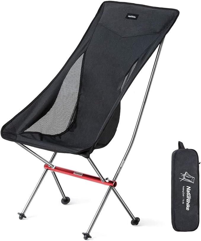 Naturehike Camping Chair, Foldable Chair with Storage Bag, Outdoor Portable Chair for Adults, Lightweight, Supports 330lbs, Backpacking Chair for Fishing, Hiking, Beach, Lawn