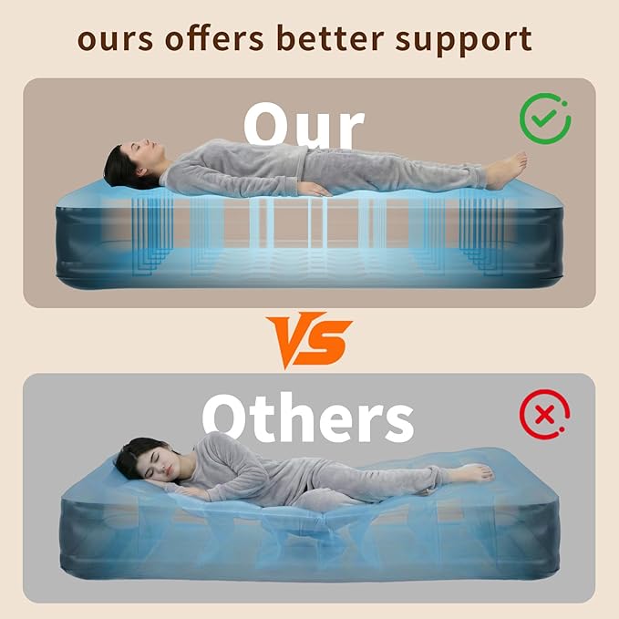 Queen Size self Inflating Blow up air Mattress with Built in Pump Inflatable Camping air Mattress for Tents inflated Mattress Raised airbed