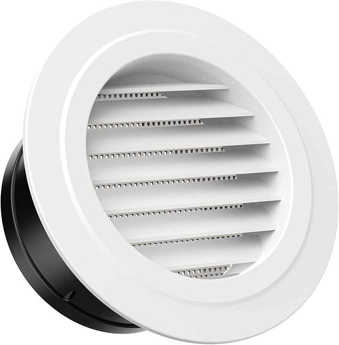 HG Power 6 Inch Soffit Vent Cover – Round ABS Louver with Built-in Screen Mech for Attic, Bathroom, Garage & Dryer Duct Ventilation (150mm,White)