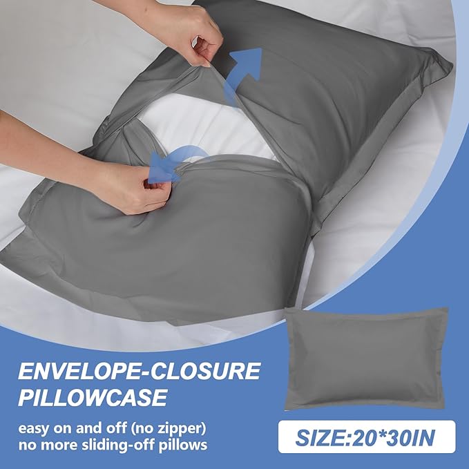 Peryiter 3 Pcs Twin Size Air Mattress Sheets Set Deep Pocket Fitted Sheets for 16-23 Inch Bed, Fitted Sheet with Inflation Opening, Soft Breathable Sturdy for Guests, Camping, Rvs(Twin Size, Grey)