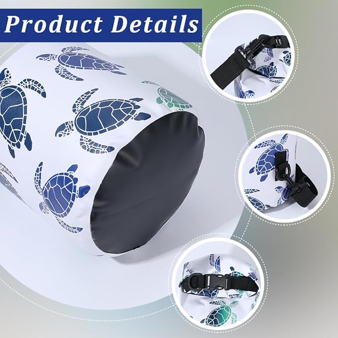 Floating Waterproof Dry Bag Backpack 5L Lightweight Sea Turtle Waterproof Backpack PVC Roll Top Dry Bag Sack for Kayaking Boating Camping Fishing Swimming Rafting Hiking Outdoor Activities