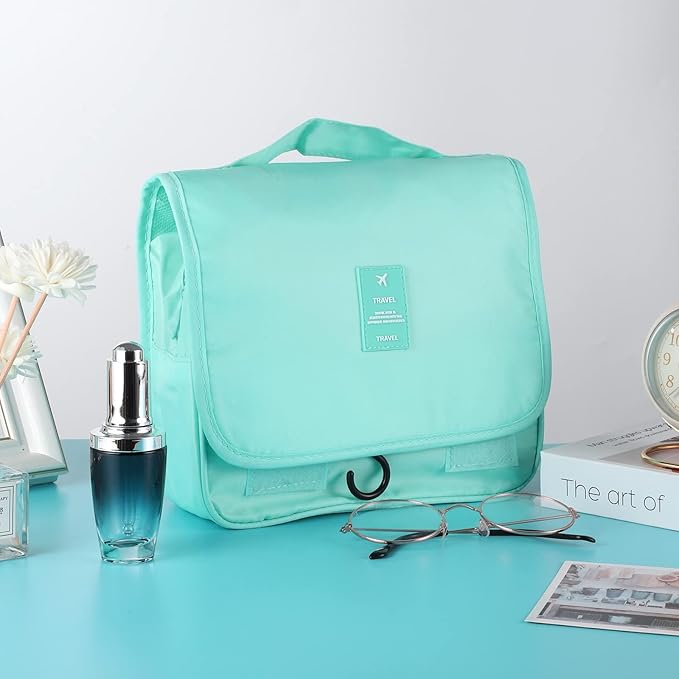 Pengxiaomei Toiletry Bag for Women, Waterproof Hanging Cosmetic Bag Portable Travel Makeup Pouch Multi-function Handle Bathroom Bag for Mothers Day Gifts (Mint Green)