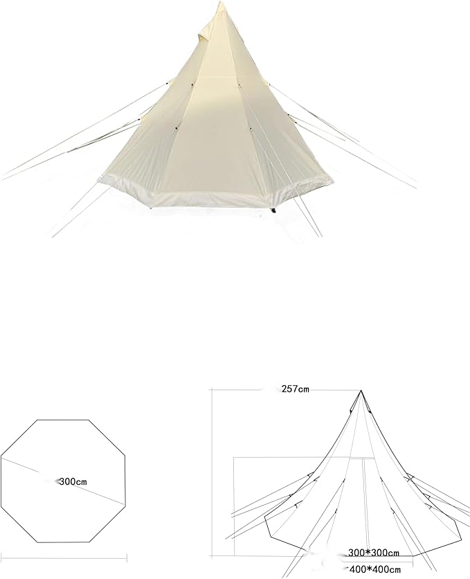 Bell Tent 4 Season 9.85ft Glamping Tent, Hot Tent,Ideal for Family Camping, Hiking,Canvas Tent with Aluminum Pole. Support Camouflage Fabric Customization