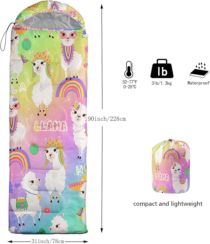 Sleeping Bags for Adults and Kids Camping Sleeping Bags for Girls and Boys Lightweight Waterproof Cold/Warm Sleeping Bag for 3 Season