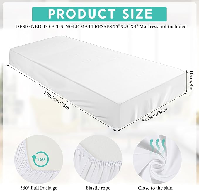 Breling Fitted Sheet (Sheet Only) Compatible with Milliard Trifold Mattress Folding Mattress Fitted Microfiber Bedclothes for Camp Bunk Rvs Bed(White,2 Pcs,Twin,4'')