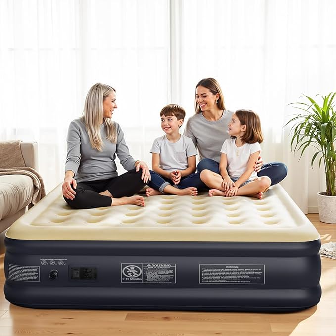 King Size Air Mattress with Built in Pump - Upgraded Blow Up Bed, 2 Mins Quick Self Inflatable/Deflation, 18"/750lbs Max, Strong Support,No Leakage,No Odor,for Home,Guests,Camping,Travel