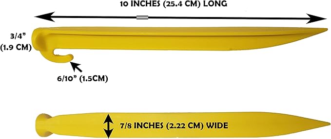 Da Stakes for Camping, Tents, Plastic Inflatable Toys, Outdoor Accessories, Portable Sports Equipment and Holiday Decorations, Yellow (Pack of 6)
