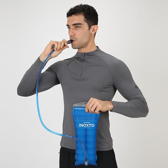 INOXTO 1.5L/2L/3L Hydration Bladder, Water Bladder with Water Reservoir Hose Insulator & High Flow Bite Valve for Hiking Backpack, Leak Proof 1.5/2L/3L Water Reservoir for Camping Cycling Running