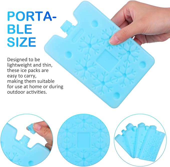 4pcs Ice Packs for Coolers, Refreezable Reusable Cooler Ice Pack, Icepacks for Bento Shipping Beach